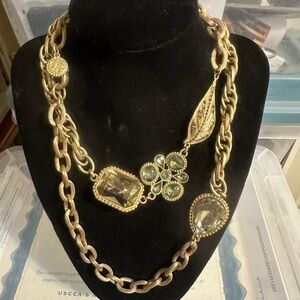 Jessica Simpson Elegant Gold and Green Necklace